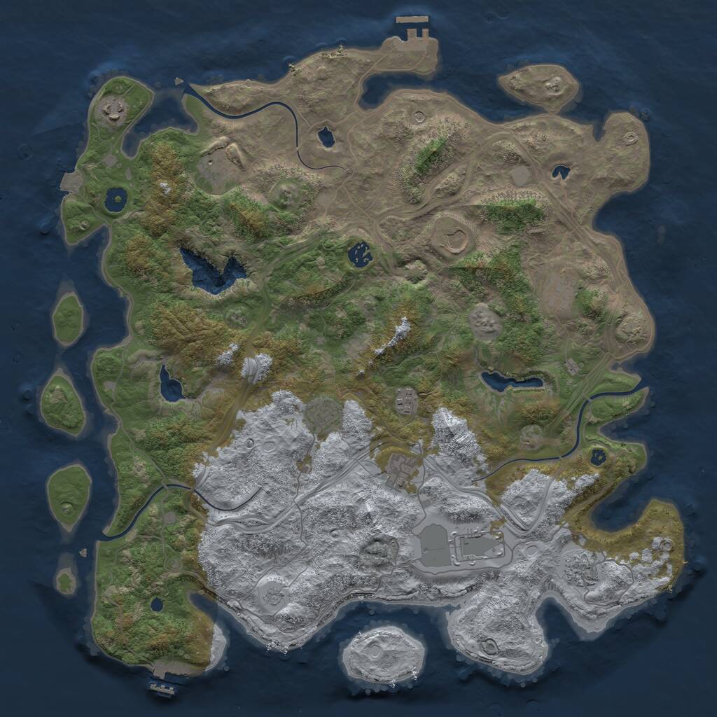 Rust Map: Procedural Map, Size: 4500, Seed: 673751079, 16 Monuments