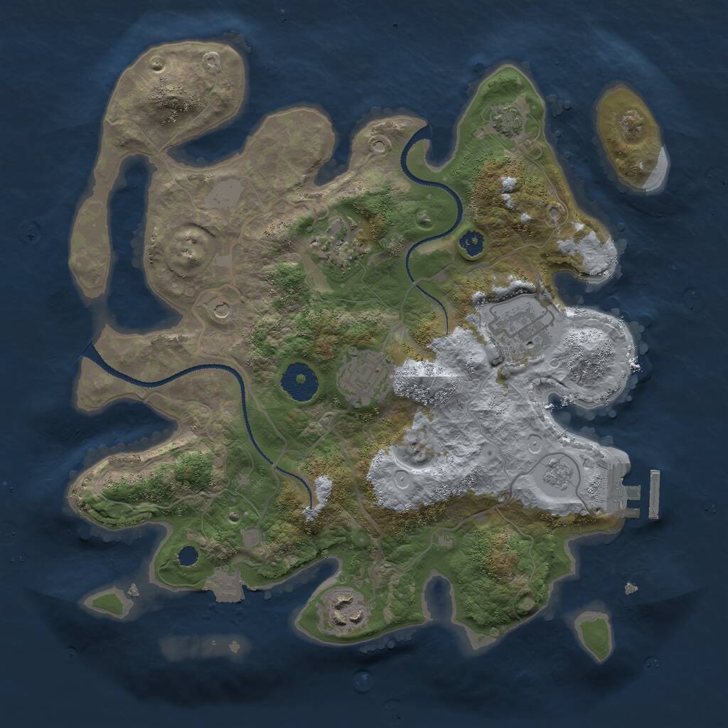 Rust Map: Procedural Map, Size: 3000, Seed: 4860470, 9 Monuments