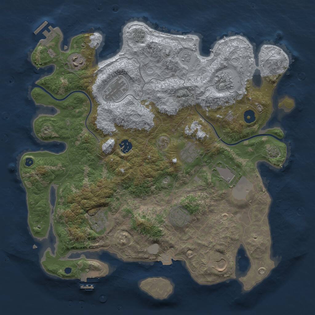 Rust Map: Procedural Map, Size: 3750, Seed: 324202402, 16 Monuments