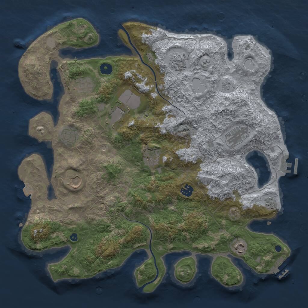Rust Map: Procedural Map, Size: 3900, Seed: 354023424, 16 Monuments