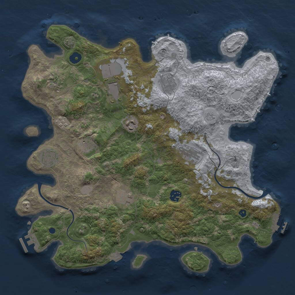 Rust Map: Procedural Map, Size: 3850, Seed: 81522467, 16 Monuments
