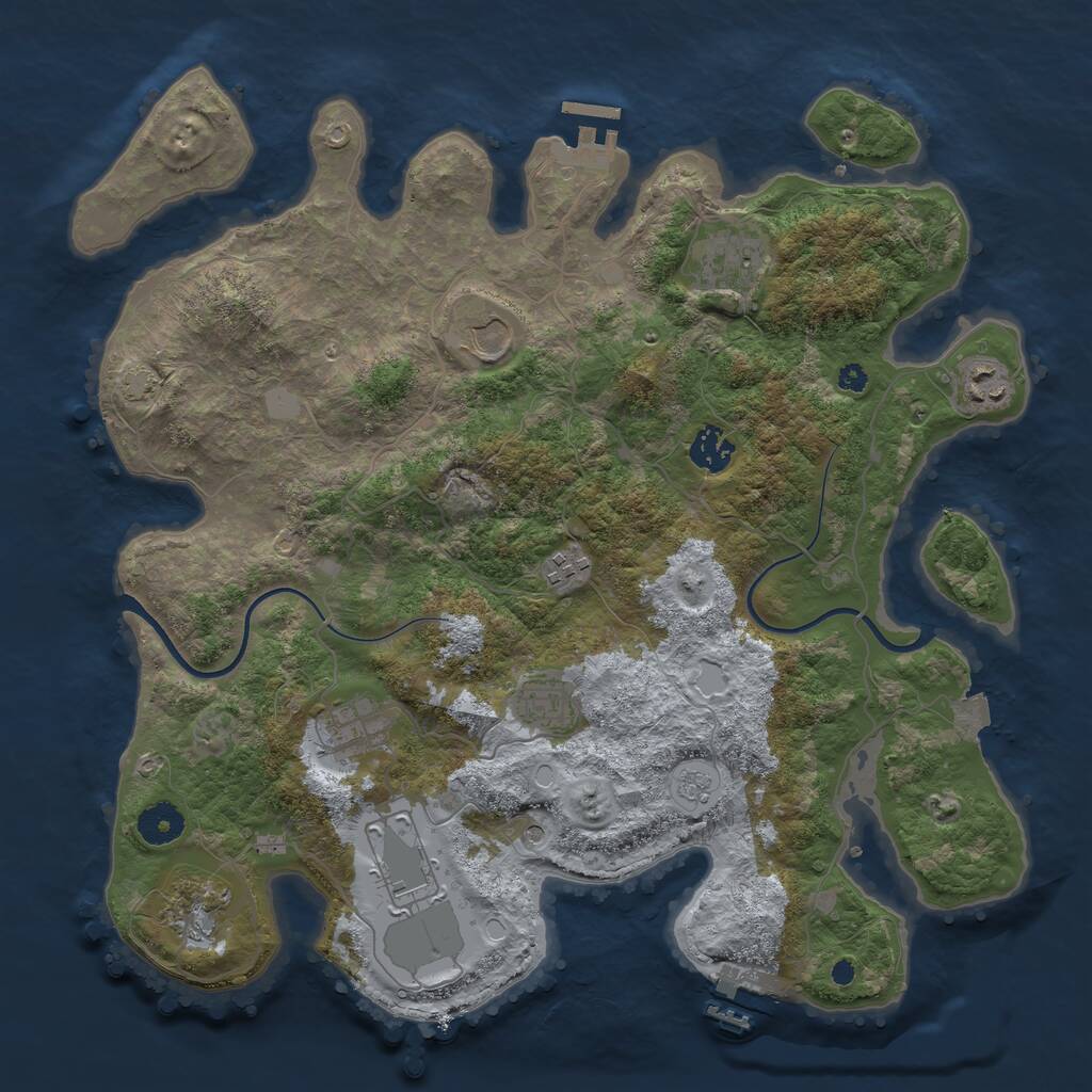 Rust Map: Procedural Map, Size: 3750, Seed: 1891695043, 15 Monuments