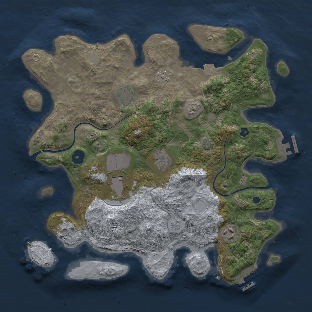 Rust Map: Procedural Map, Size: 3500, Seed: 472797879, 11 Monuments