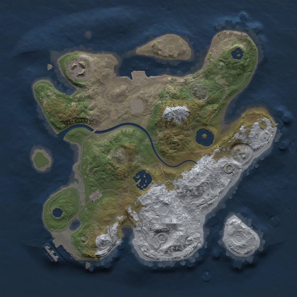 Rust Map: Procedural Map, Size: 2500, Seed: 419824113, 6 Monuments