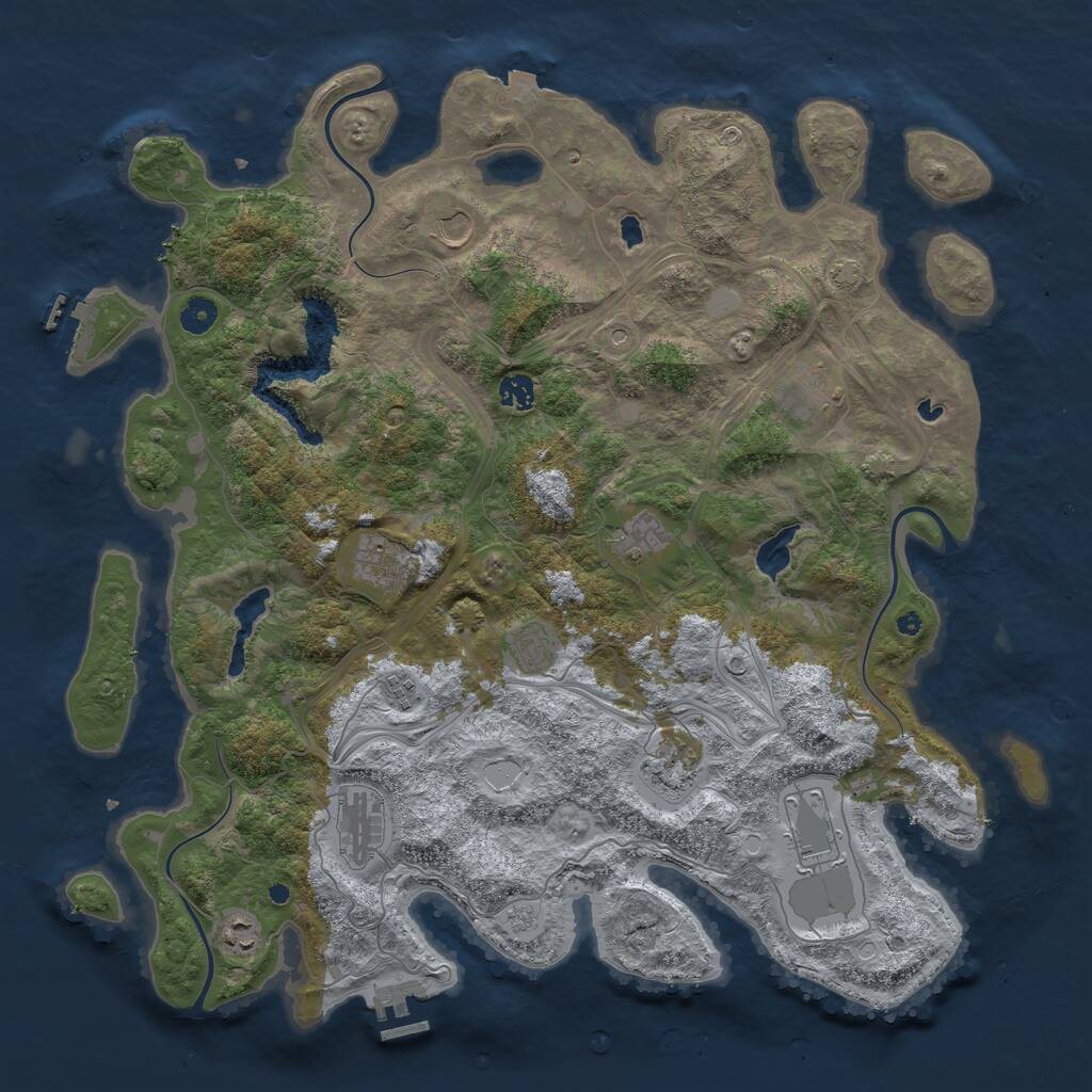 Rust Map: Procedural Map, Size: 4500, Seed: 1202946077, 17 Monuments
