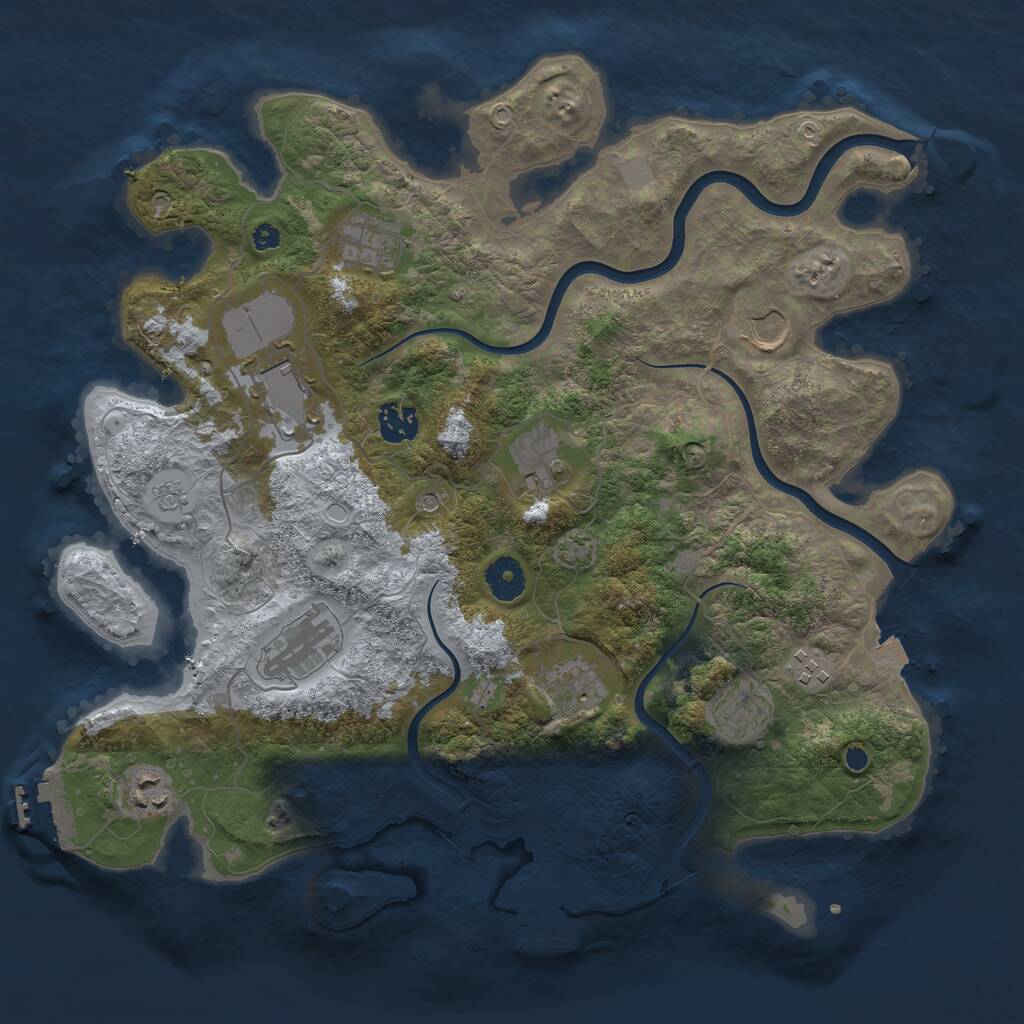 Rust Map: Procedural Map, Size: 3750, Seed: 29722796, 16 Monuments