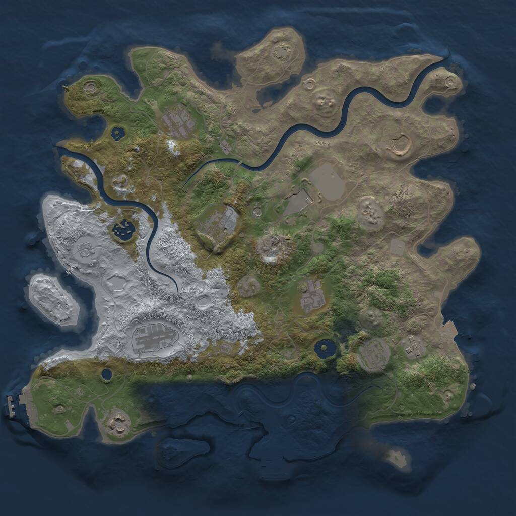 Rust Map: Procedural Map, Size: 3750, Seed: 29722796, 16 Monuments