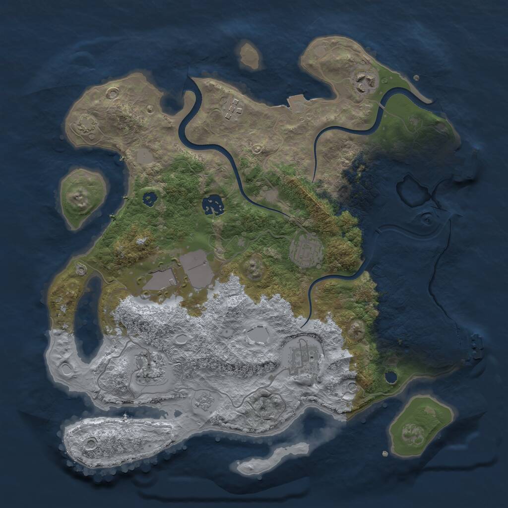 Rust Map: Procedural Map, Size: 3500, Seed: 1522327550, 13 Monuments