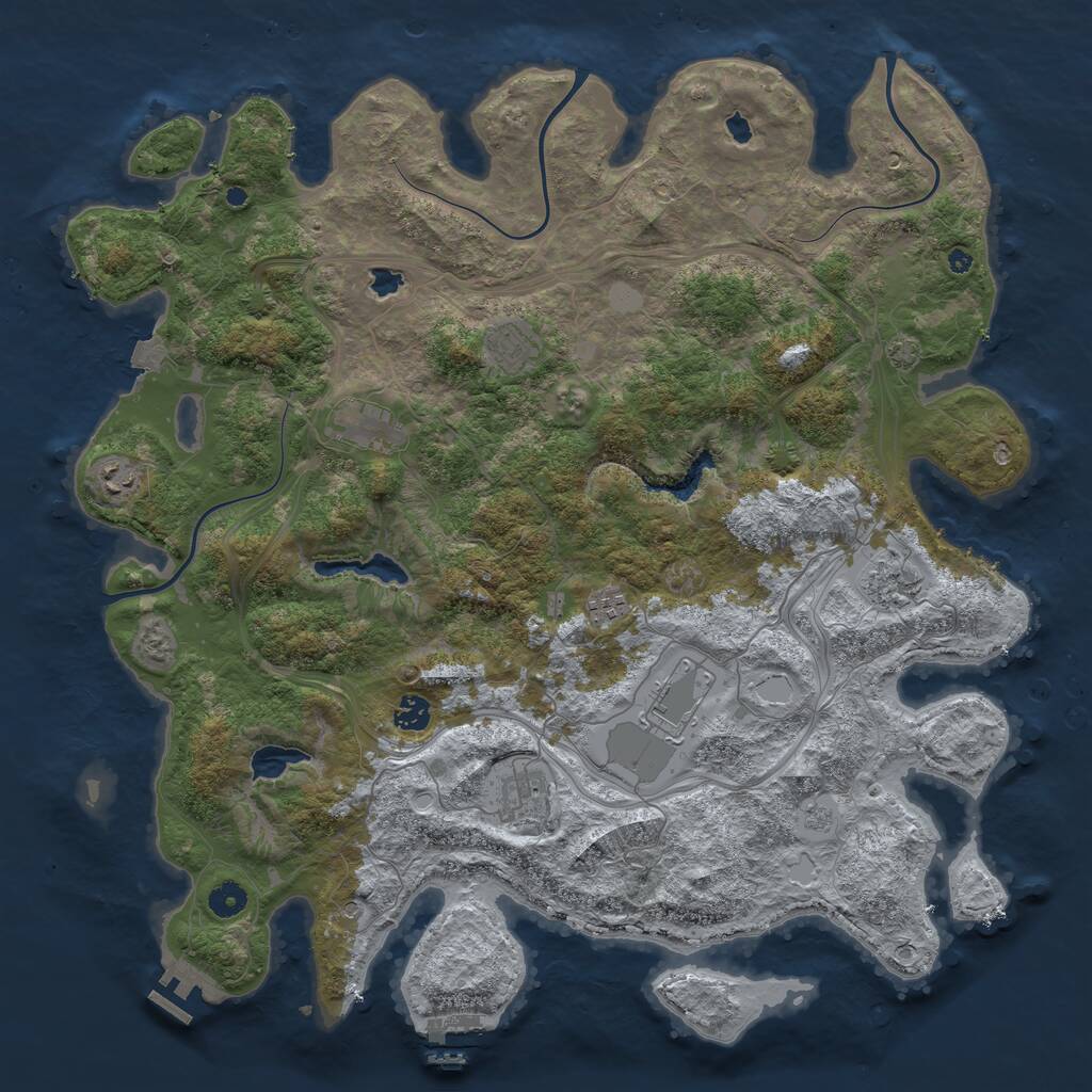Rust Map: Procedural Map, Size: 4500, Seed: 1545776465, 14 Monuments