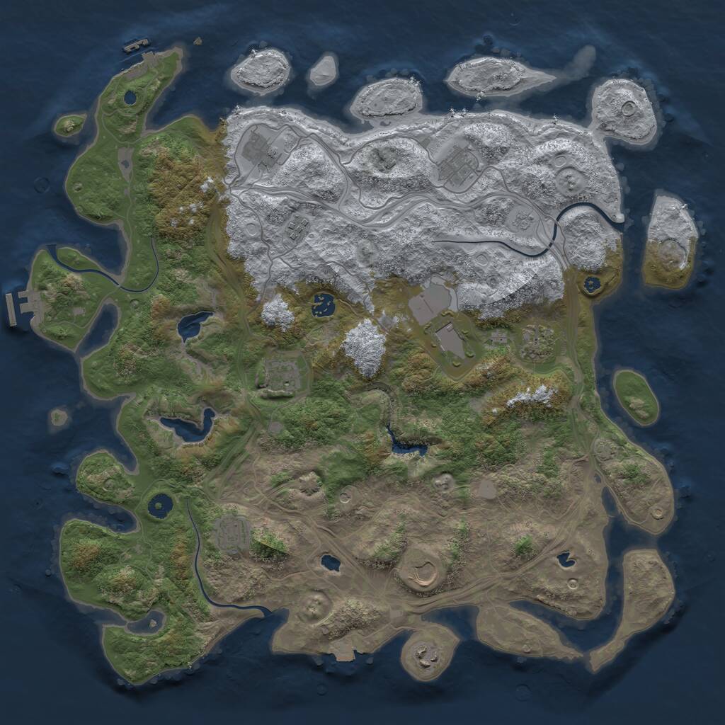 Rust Map: Procedural Map, Size: 4500, Seed: 28887154, 16 Monuments