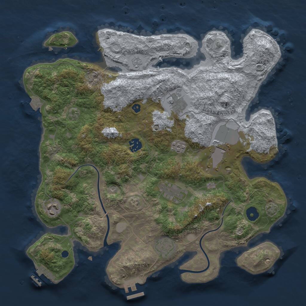 Rust Map: Procedural Map, Size: 3500, Seed: 1389607671, 13 Monuments