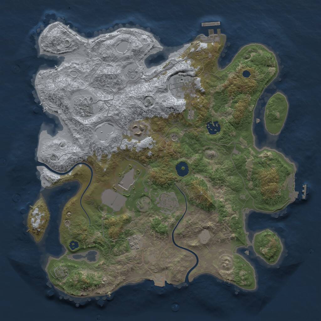 Rust Map: Procedural Map, Size: 3500, Seed: 2112888240, 13 Monuments