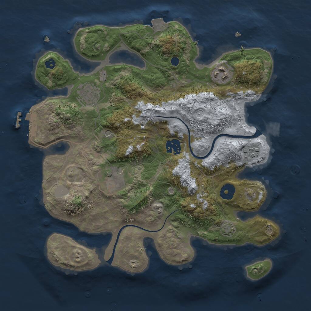Rust Map: Procedural Map, Size: 3000, Seed: 155382226, 9 Monuments