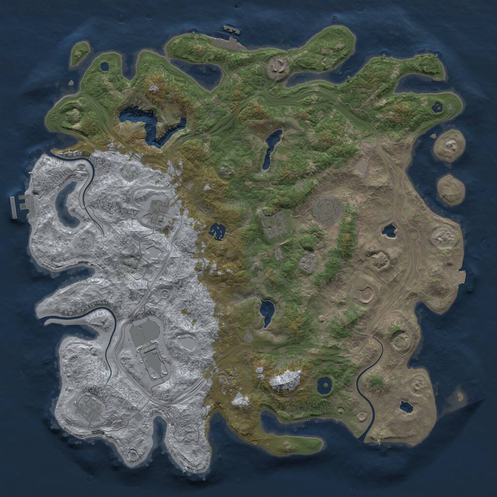 Rust Map: Procedural Map, Size: 4500, Seed: 45454545, 16 Monuments