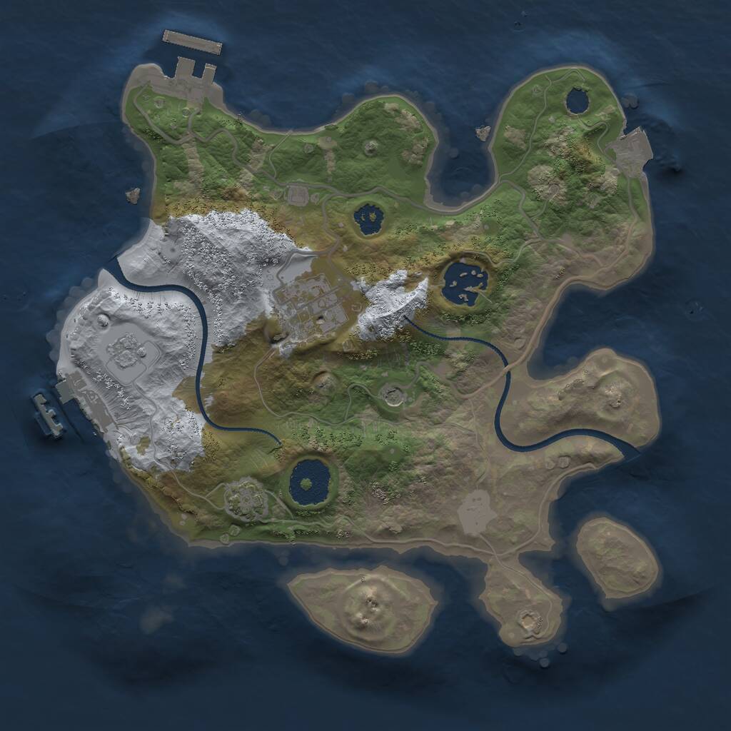 Rust Map: Procedural Map, Size: 2500, Seed: 276792434, 8 Monuments