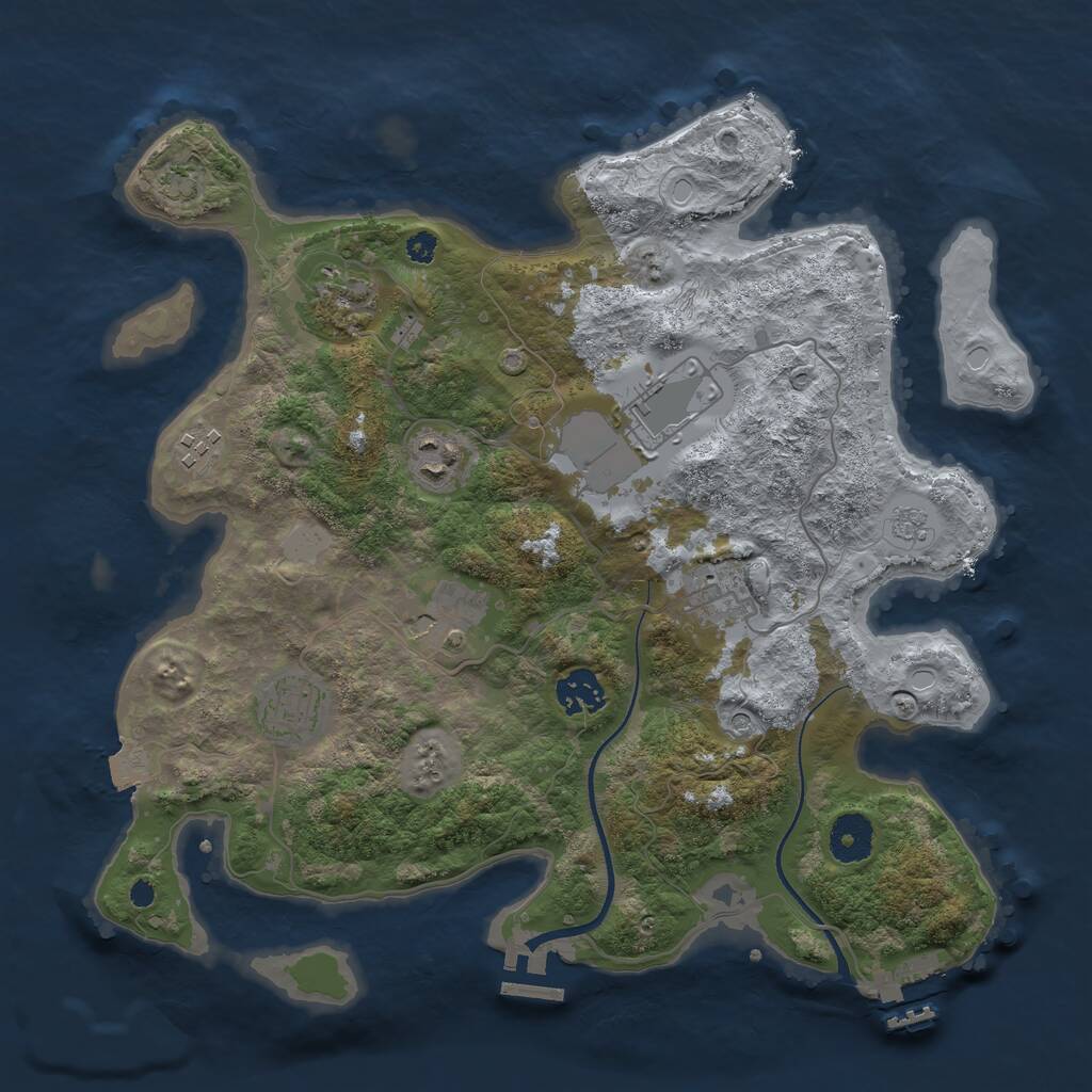 Rust Map: Procedural Map, Size: 3500, Seed: 1141776749, 14 Monuments