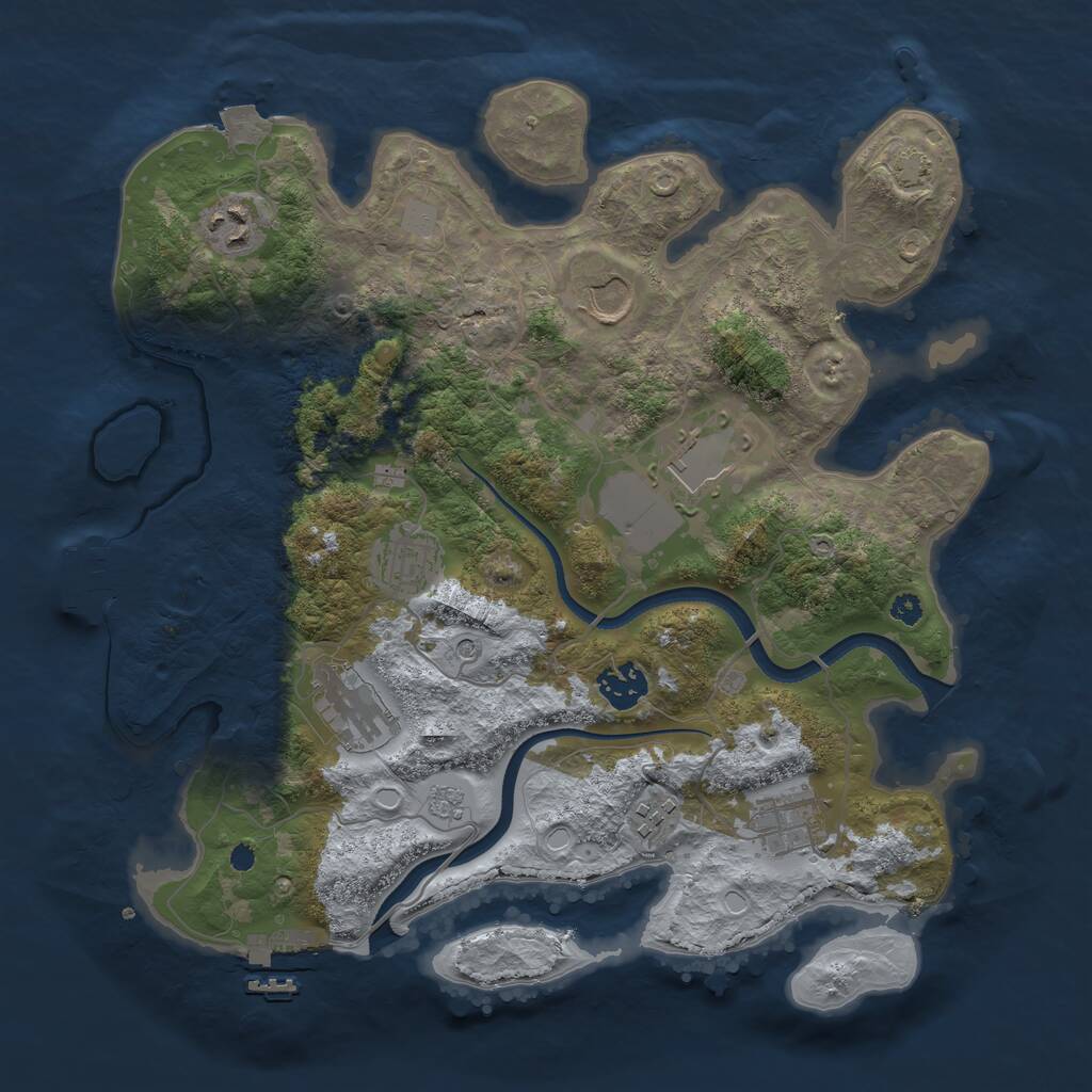 Rust Map: Procedural Map, Size: 3500, Seed: 465601214, 14 Monuments