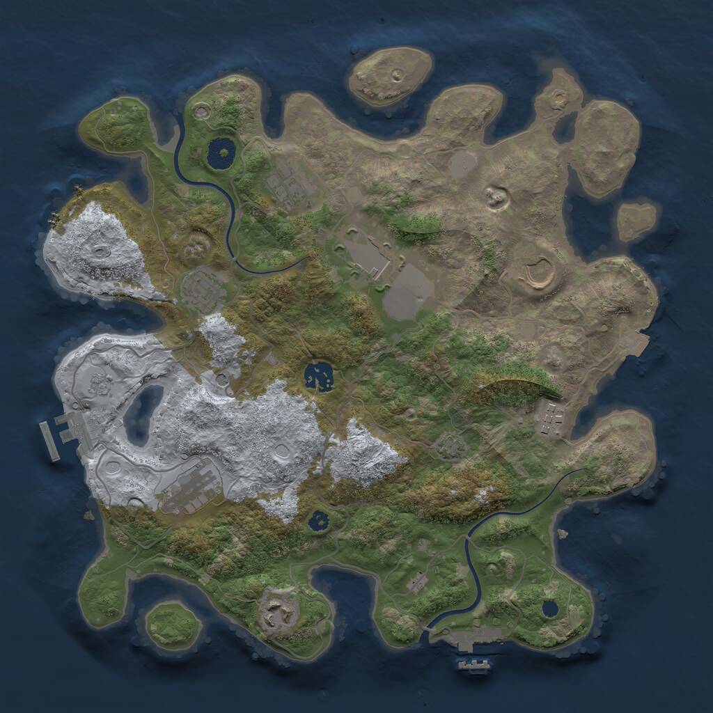 Rust Map: Procedural Map, Size: 3500, Seed: 748901942, 14 Monuments