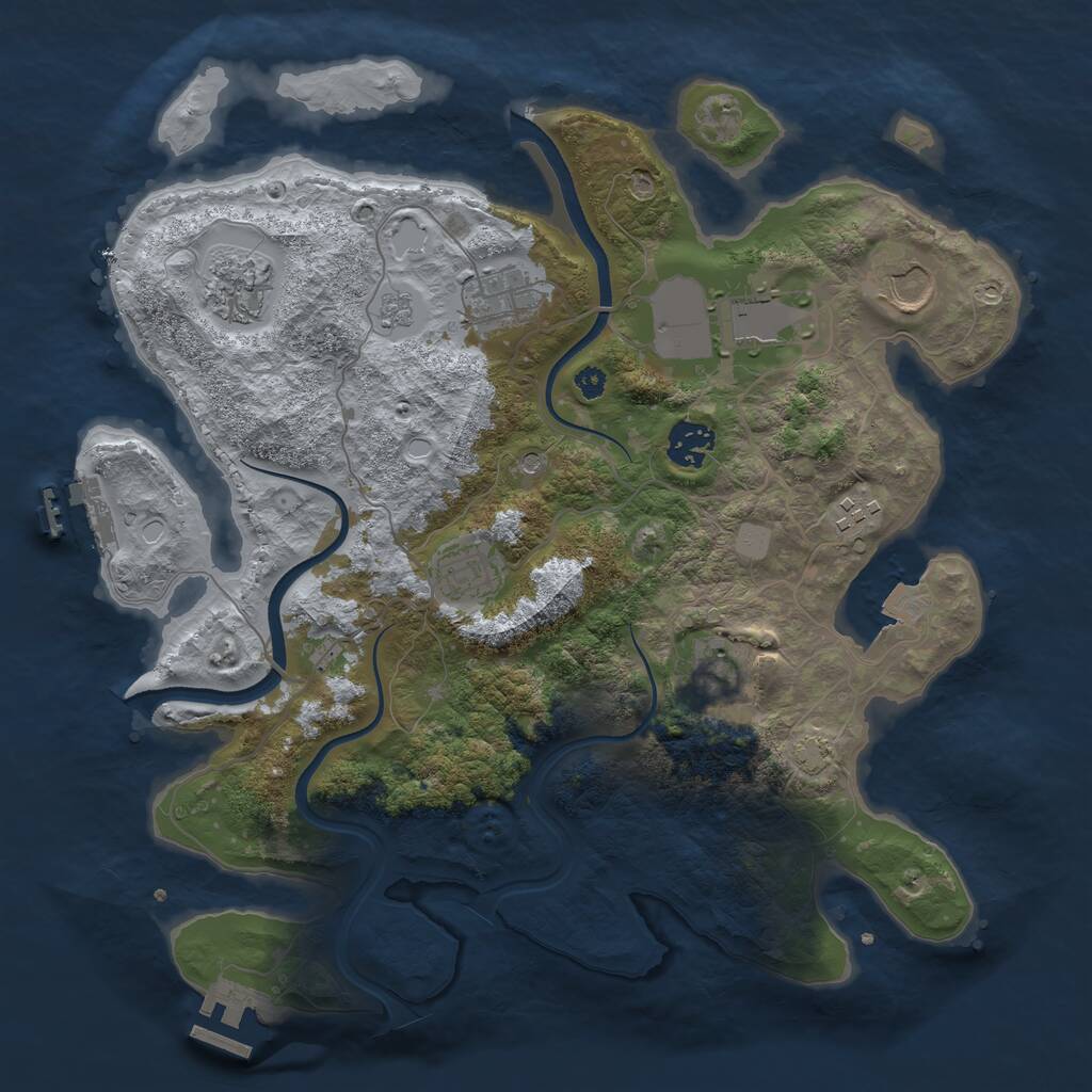 Rust Map: Procedural Map, Size: 3500, Seed: 219110584, 14 Monuments