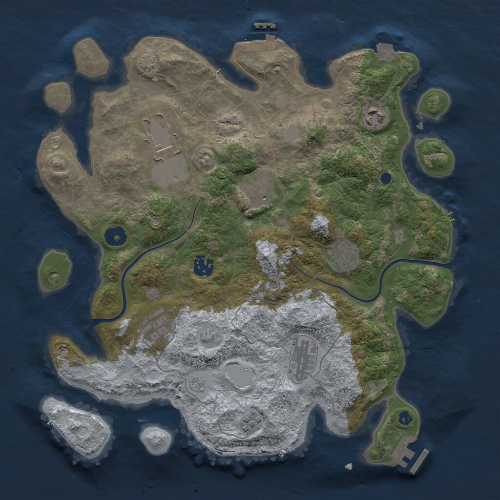 Rust Map: Procedural Map, Size: 3600, Seed: 990327, 14 Monuments