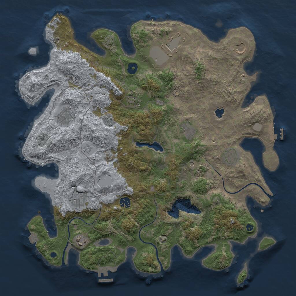 Rust Map: Procedural Map, Size: 4100, Seed: 765109999, 16 Monuments
