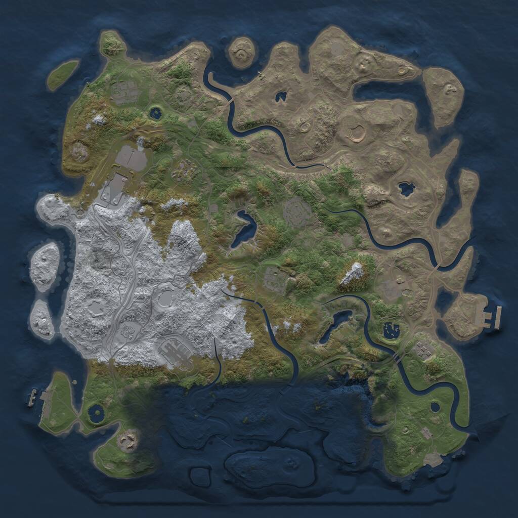 Rust Map: Procedural Map, Size: 4500, Seed: 53215289, 17 Monuments