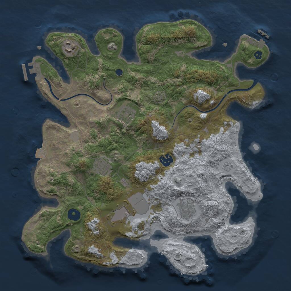 Rust Map: Procedural Map, Size: 3500, Seed: 1693353236, 12 Monuments