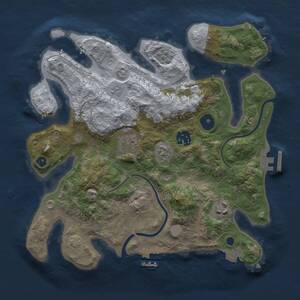 Thumbnail Rust Map: Procedural Map, Size: 3000, Seed: 1963379302, 10 Monuments
