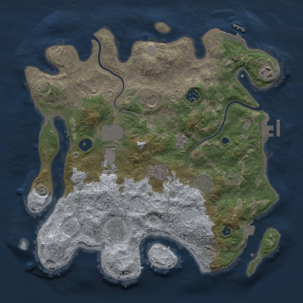 Rust Map: Procedural Map, Size: 3600, Seed: 30125, 14 Monuments