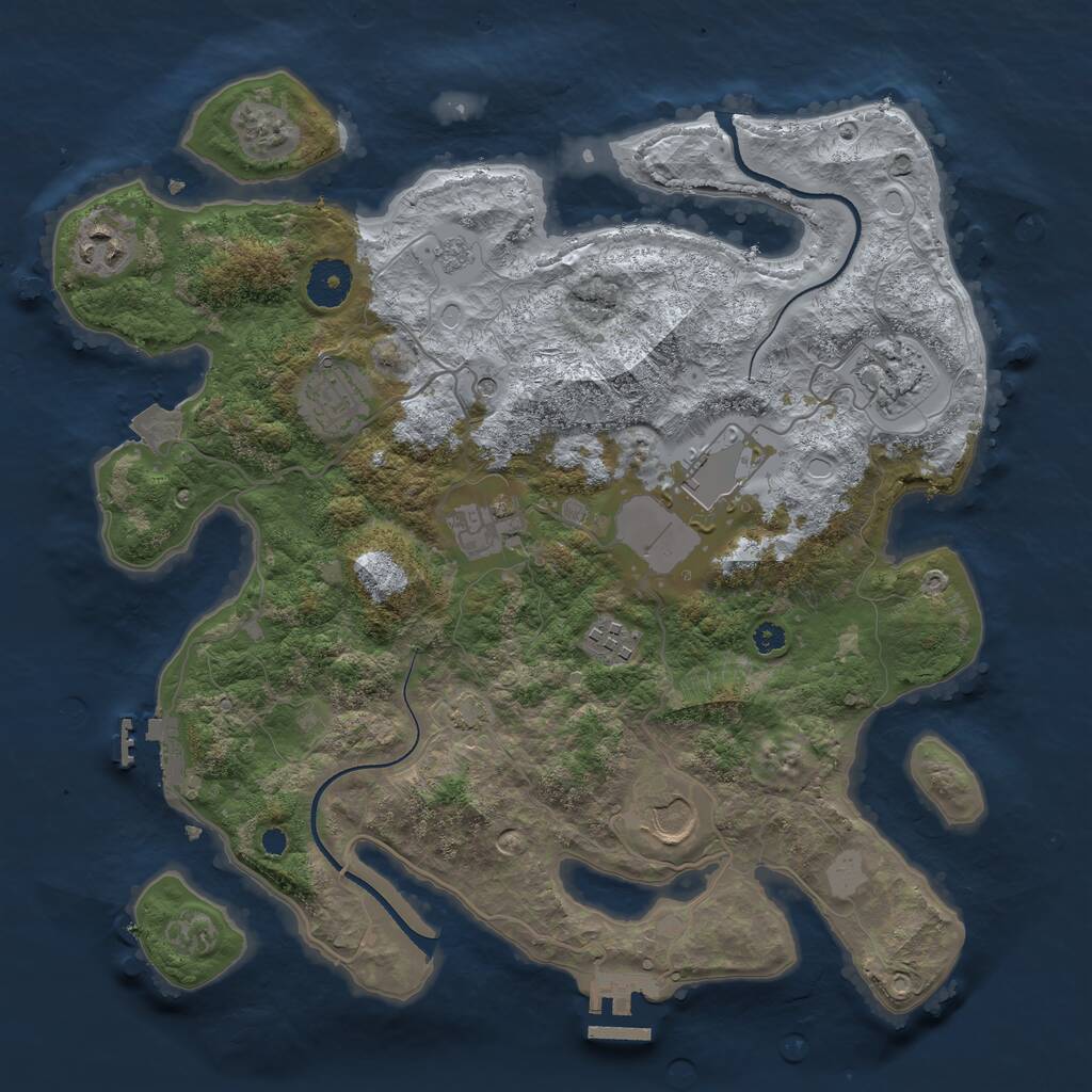 Rust Map: Procedural Map, Size: 3500, Seed: 1793890420, 13 Monuments