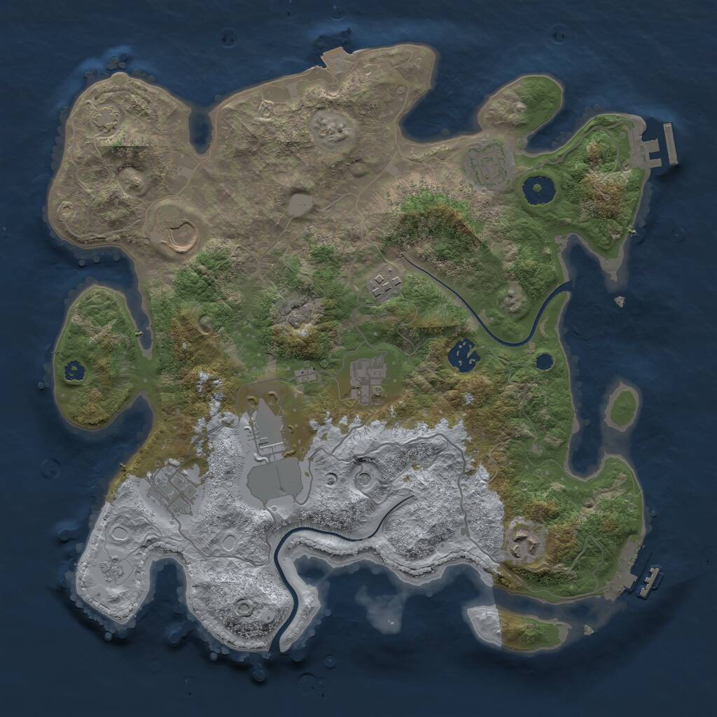 Rust Map: Procedural Map, Size: 3500, Seed: 1936866092, 14 Monuments
