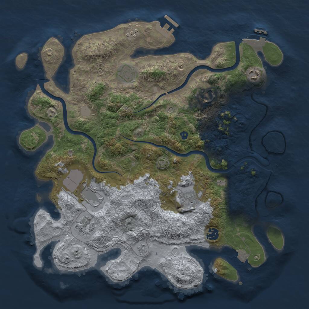 Rust Map: Procedural Map, Size: 3750, Seed: 1821165539, 14 Monuments