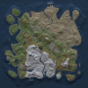 Thumbnail Rust Map: Procedural Map, Size: 3500, Seed: 333141495, 13 Monuments