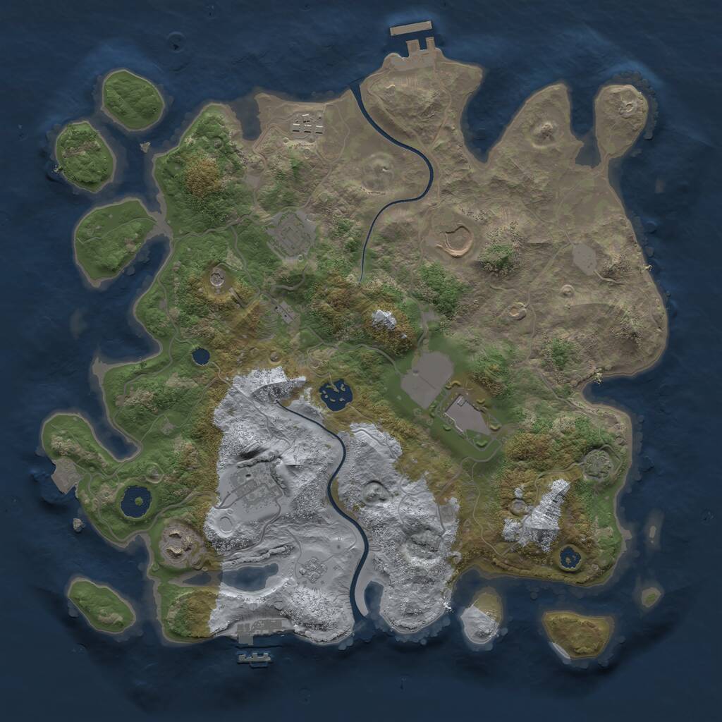 Rust Map: Procedural Map, Size: 3500, Seed: 333141495, 13 Monuments