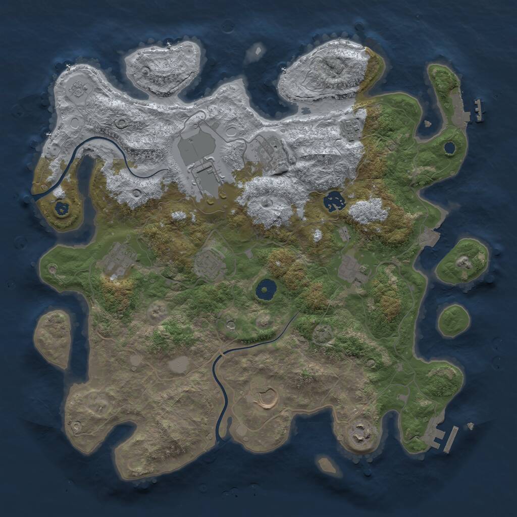 Rust Map: Procedural Map, Size: 3750, Seed: 1260108059, 15 Monuments
