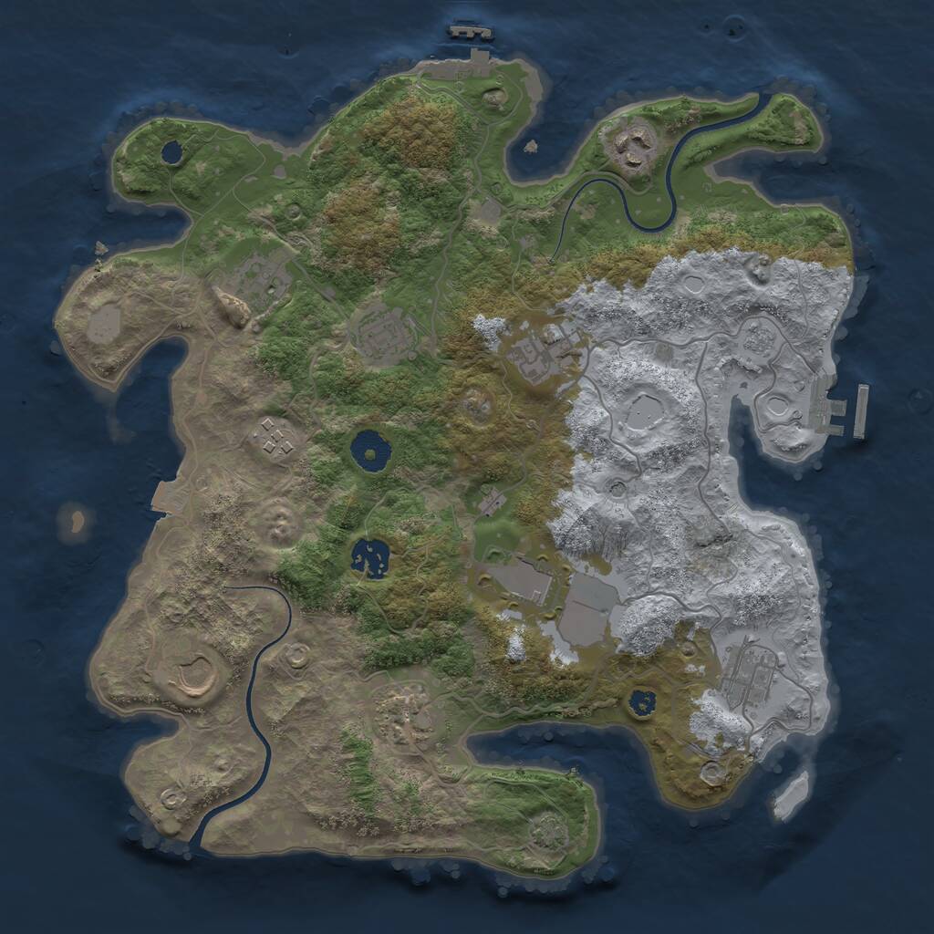 Rust Map: Procedural Map, Size: 3500, Seed: 617718440, 16 Monuments