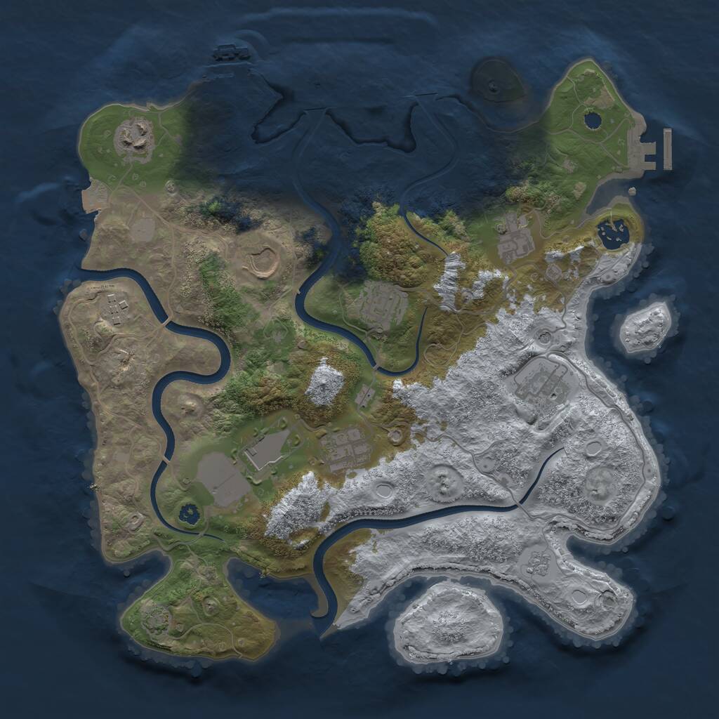 Rust Map: Procedural Map, Size: 3500, Seed: 984000585, 15 Monuments