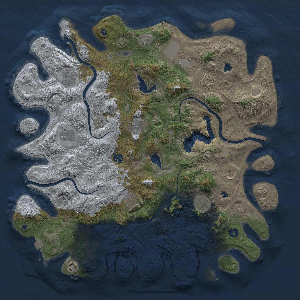 Rust Map: Procedural Map, Size: 4500, Seed: 429386322, 16 Monuments