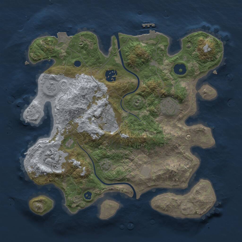 Rust Map: Procedural Map, Size: 3000, Seed: 1092144987, 9 Monuments