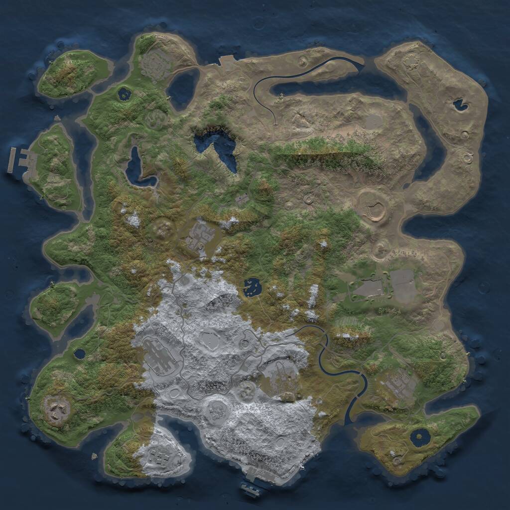 Rust Map: Procedural Map, Size: 4000, Seed: 1461511216, 16 Monuments