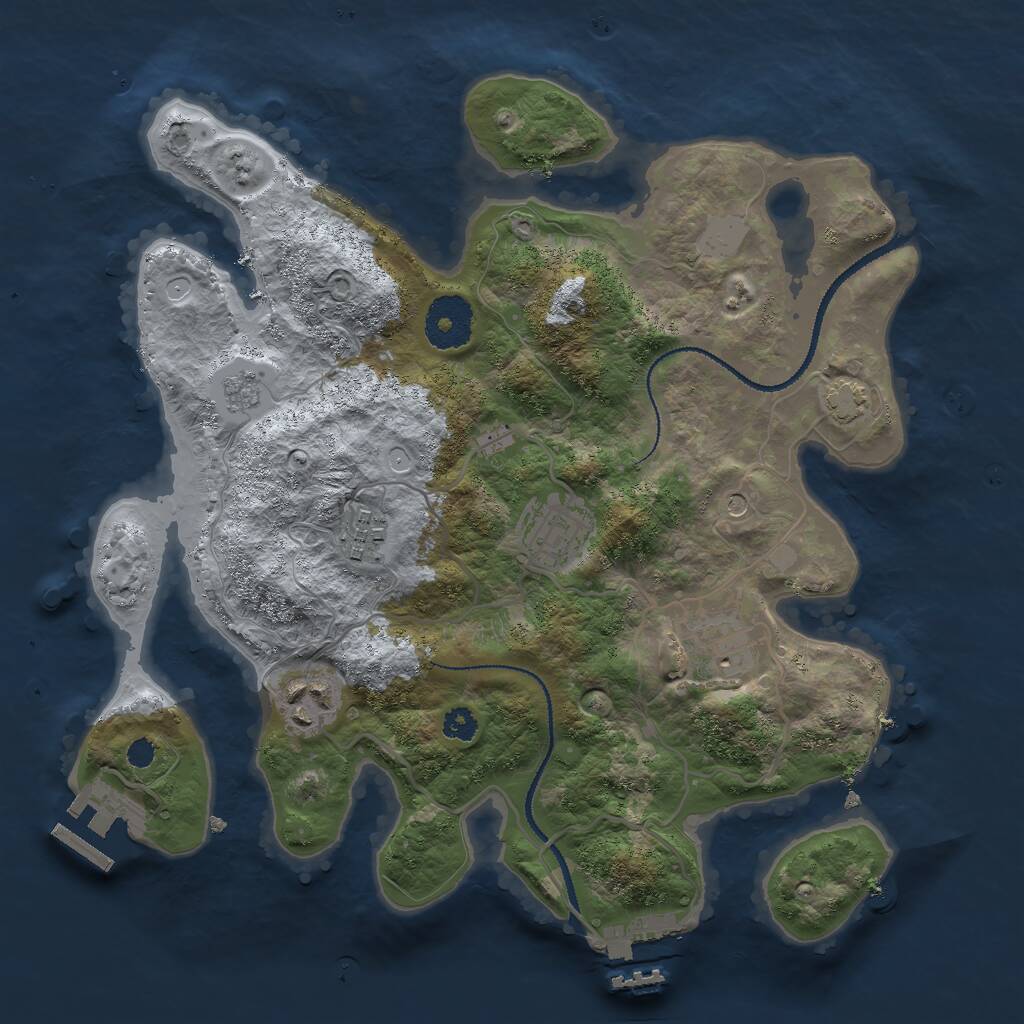 Rust Map: Procedural Map, Size: 3000, Seed: 848944665, 10 Monuments