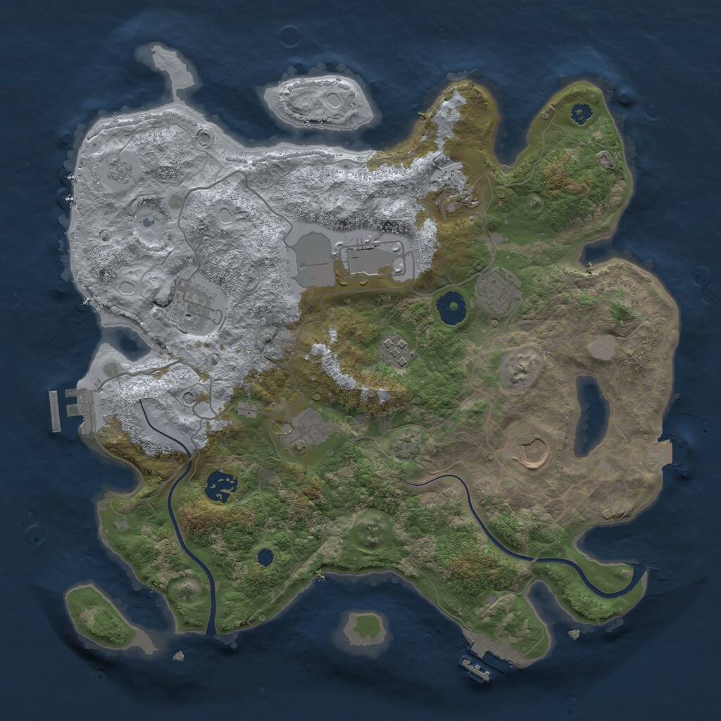 Rust Map: Procedural Map, Size: 3500, Seed: 784233246, 14 Monuments