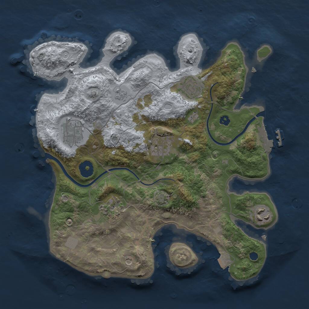 Rust Map: Procedural Map, Size: 3000, Seed: 921192248, 10 Monuments