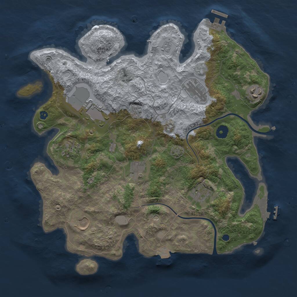 Rust Map: Procedural Map, Size: 3500, Seed: 1909738320, 14 Monuments