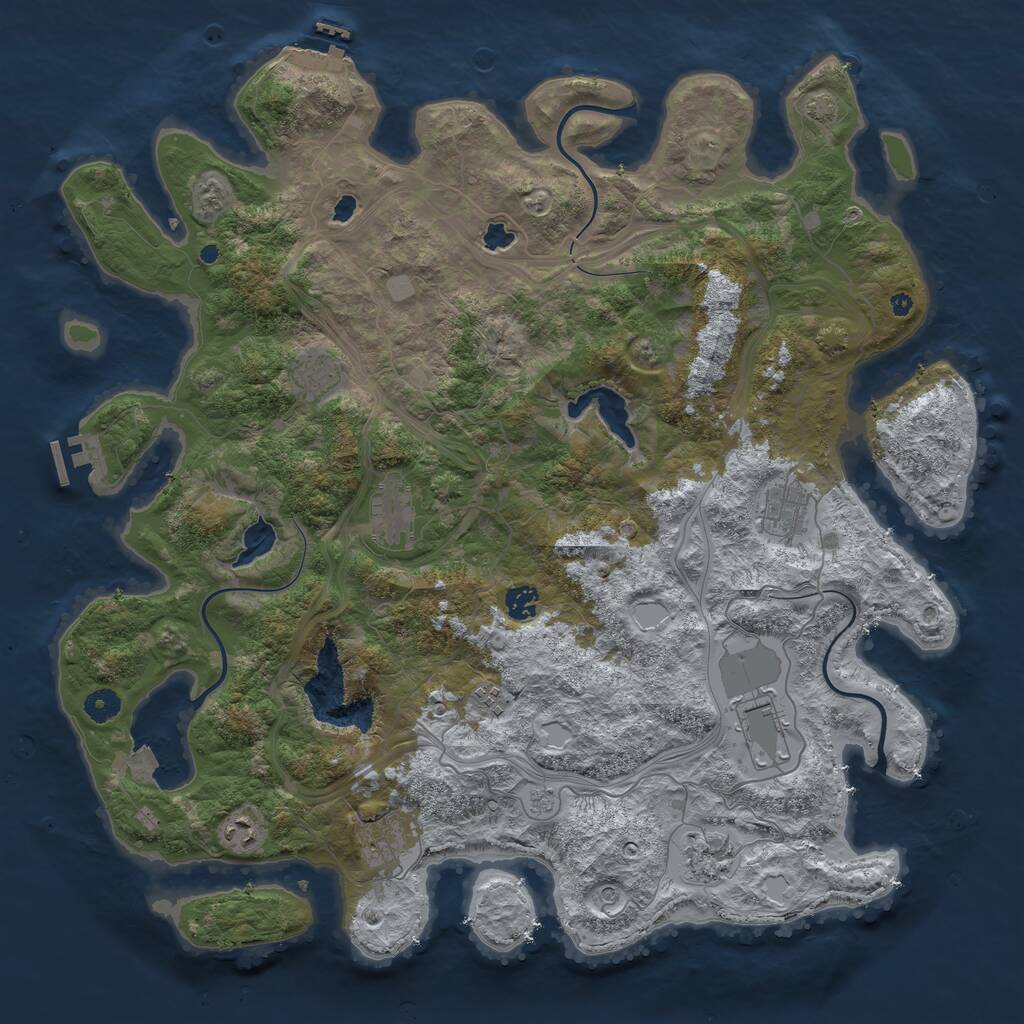 Rust Map: Procedural Map, Size: 4500, Seed: 369148843, 15 Monuments