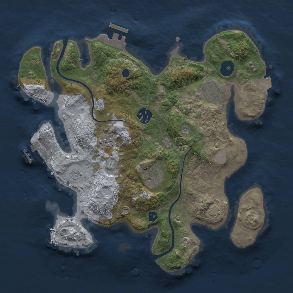 Rust Map: Procedural Map, Size: 3000, Seed: 1201480490, 10 Monuments