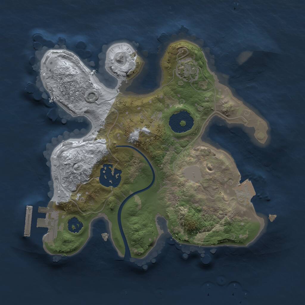 Rust Map: Procedural Map, Size: 2000, Seed: 125674, 4 Monuments