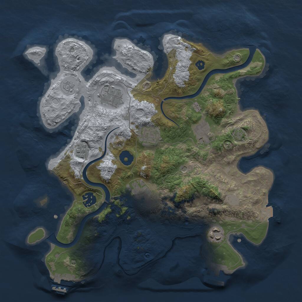 Rust Map: Procedural Map, Size: 3200, Seed: 858545939, 13 Monuments