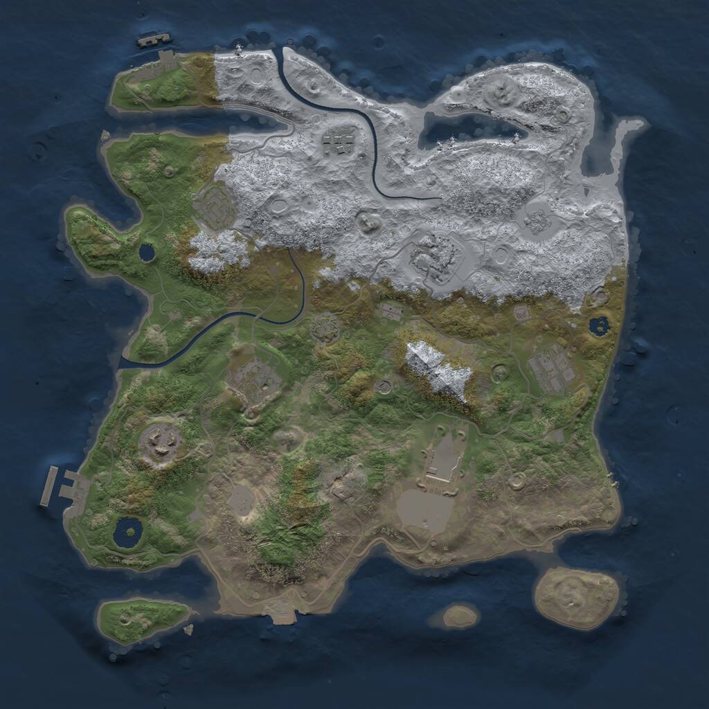 Rust Map: Procedural Map, Size: 3500, Seed: 404046531, 13 Monuments