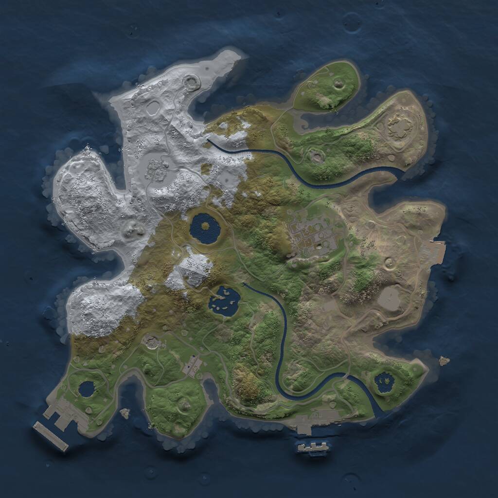 Rust Map: Procedural Map, Size: 2500, Seed: 125674, 8 Monuments